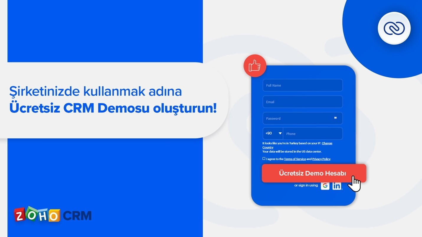 ücretsiz zoho crm demo hesabı açın