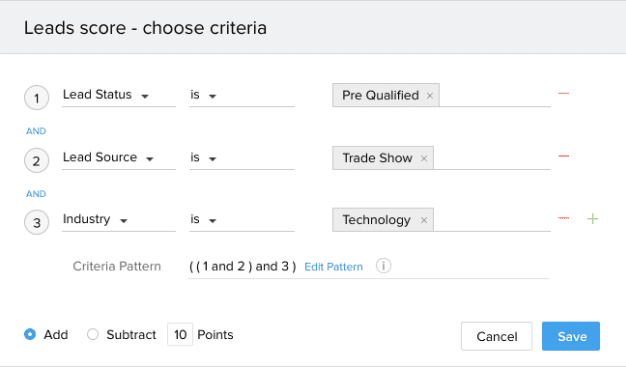 zoho crm lead scoring