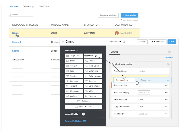 zoho crm özelleştirme