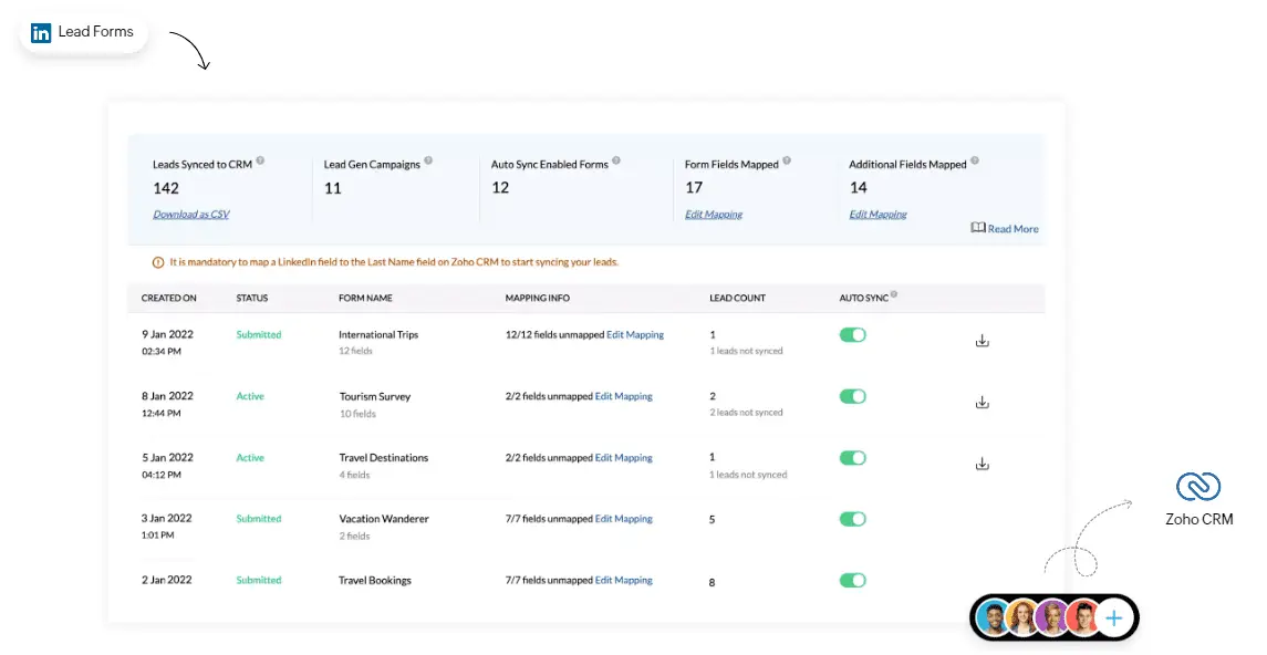 zoho crm linkedin ads entegrasyonu