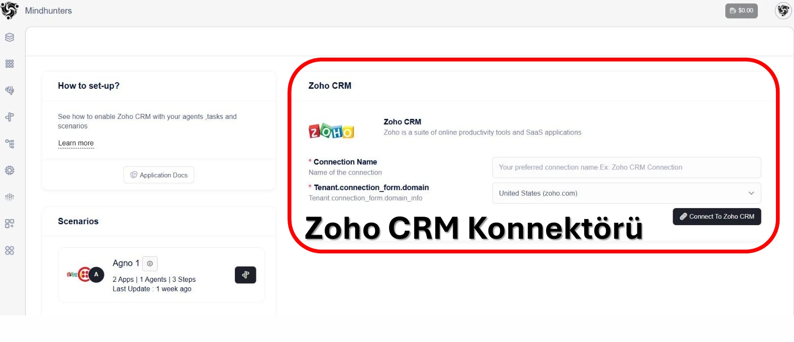 zoho crm mindhunters ai entegrasyonu