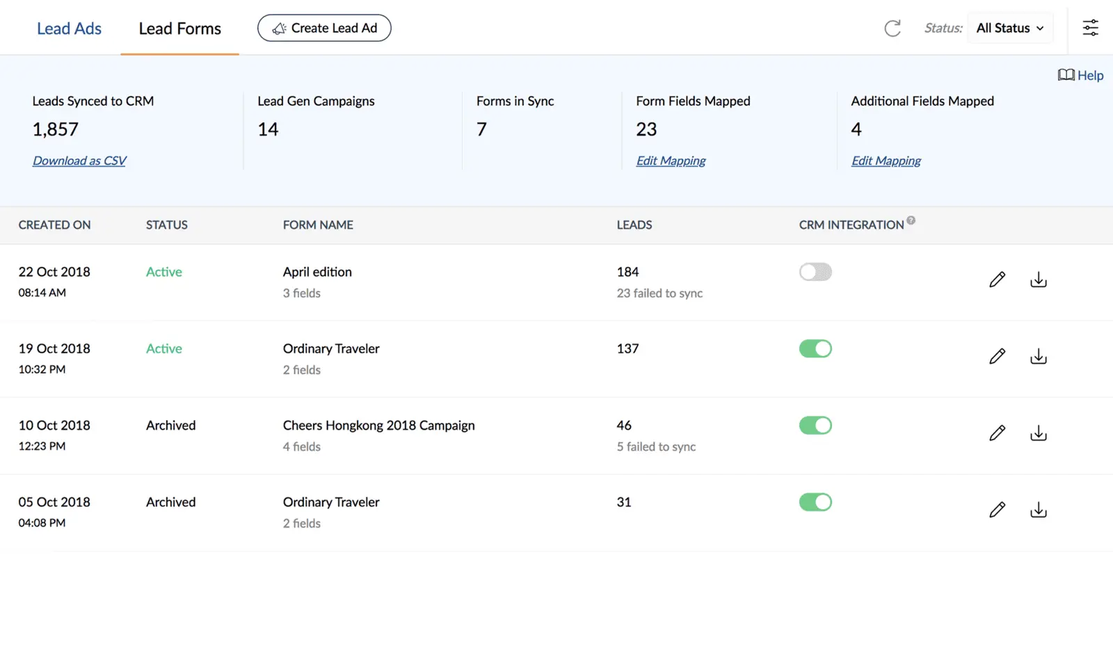 zoho crm facebook lead ads entegrasyonu