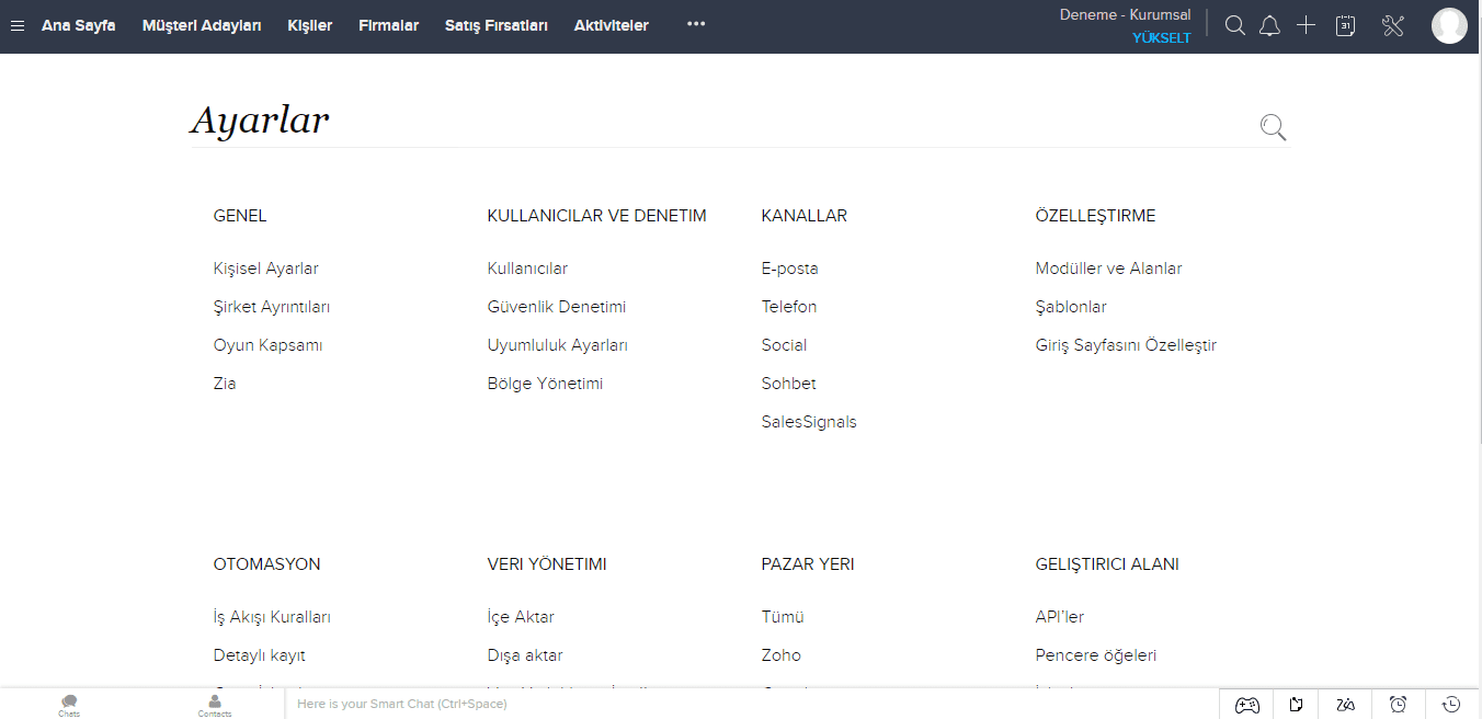 zoho crm türkçe dil desteği
