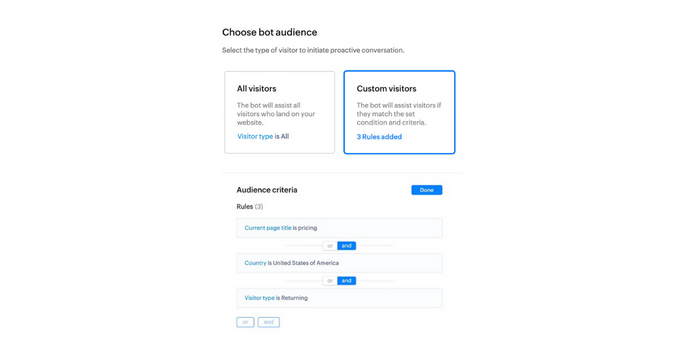 ziyaretci segmentine gore bot calistirma