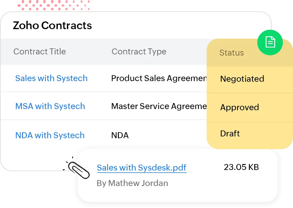 zoho contracts online sözleşme yönetimi sistemi