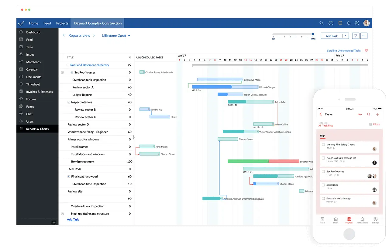 zoho projects özel grafik ve çizelgeler