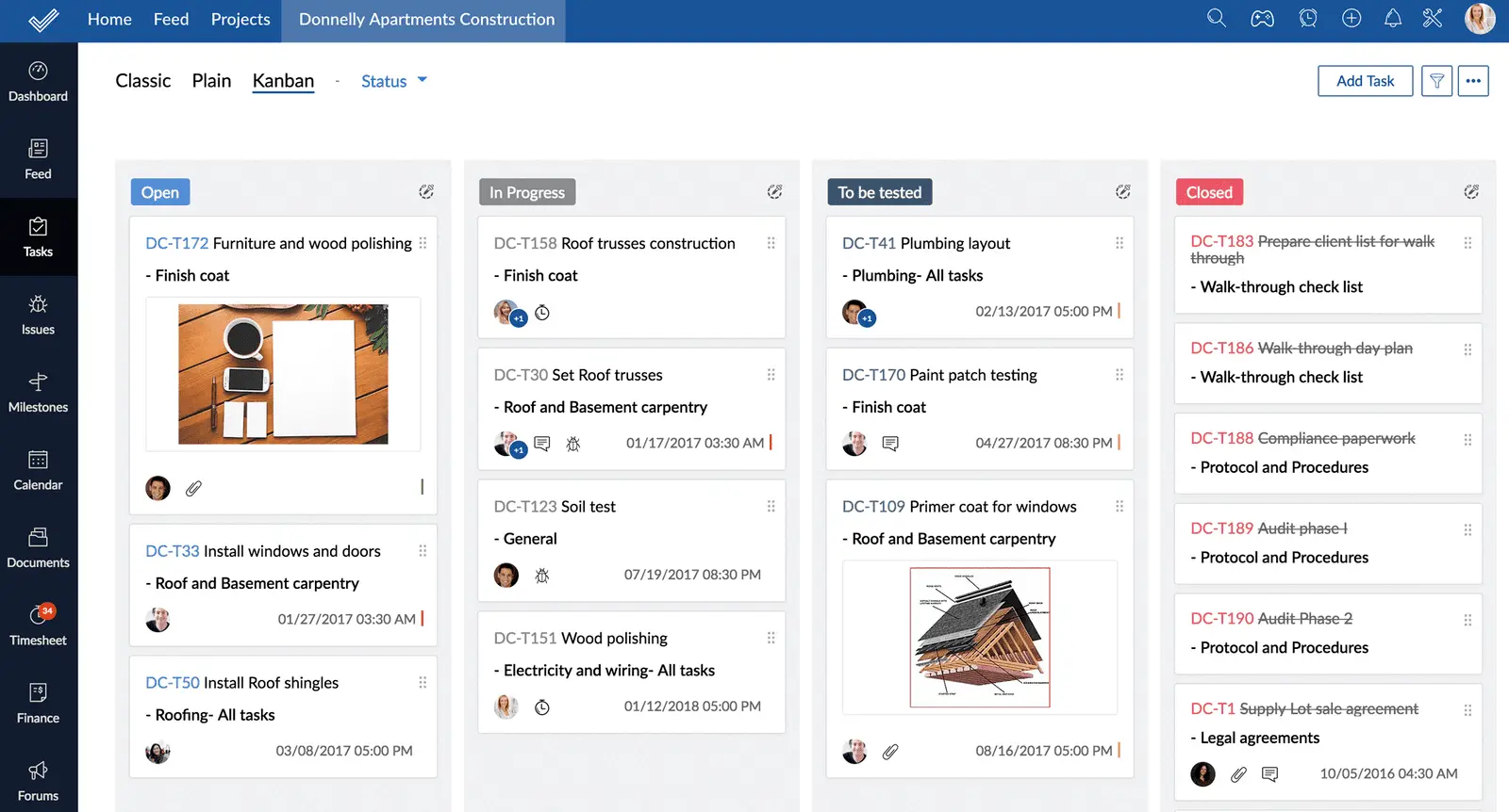 zoho projects kanban görünüm