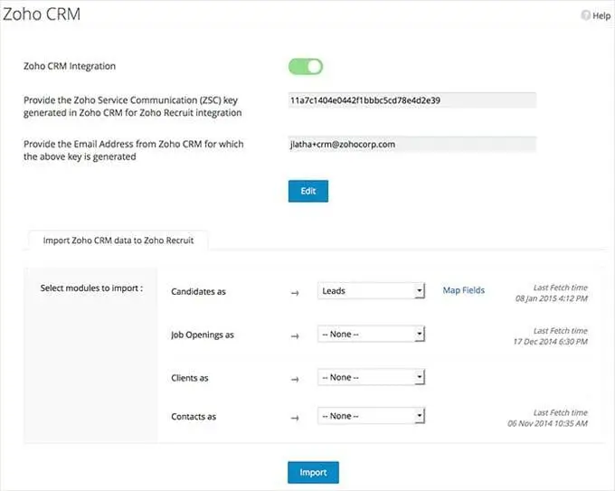 zoho recruit crm entegrasyonu