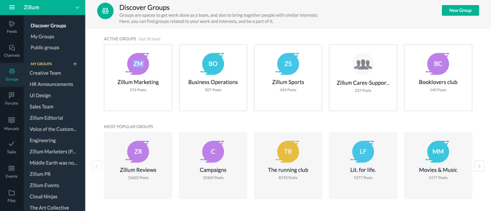 zoho connect arayüz