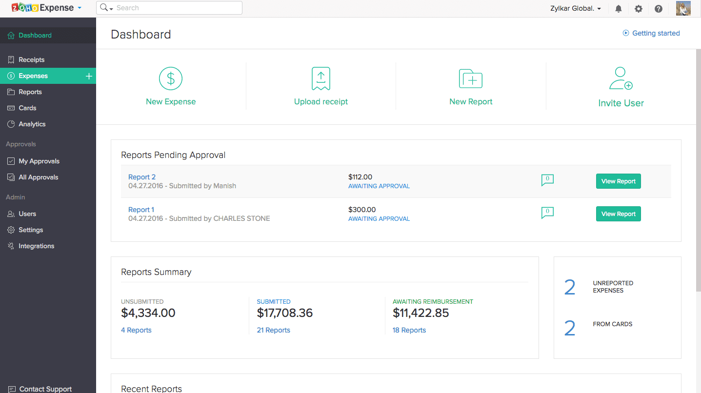 Personal Expense Management Captain Ciceros Co - cloudyflex zoho expense zoho turkey advanced partner