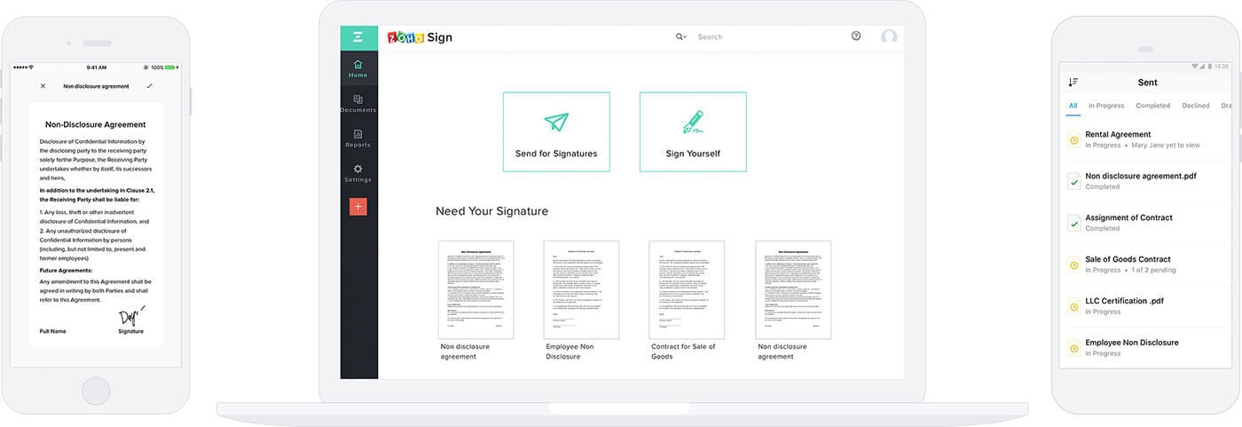 zoho sign mobil imza