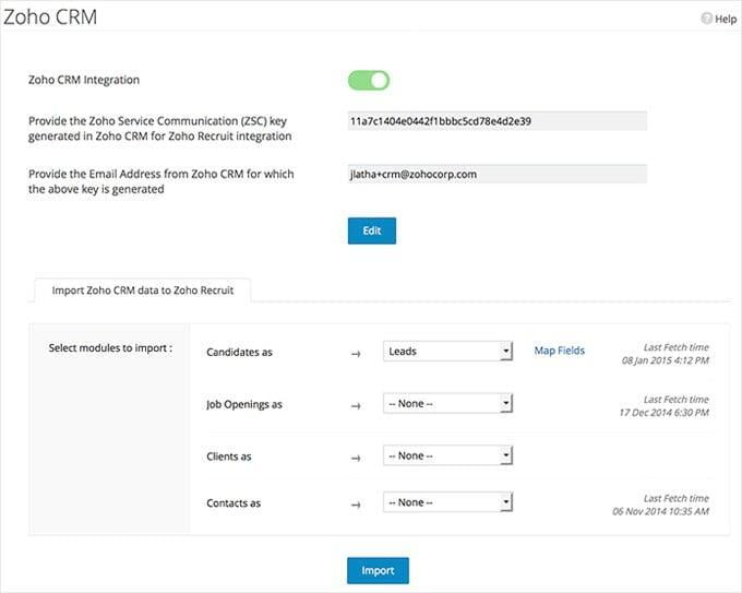 zoho recruit crm entegrasyonu