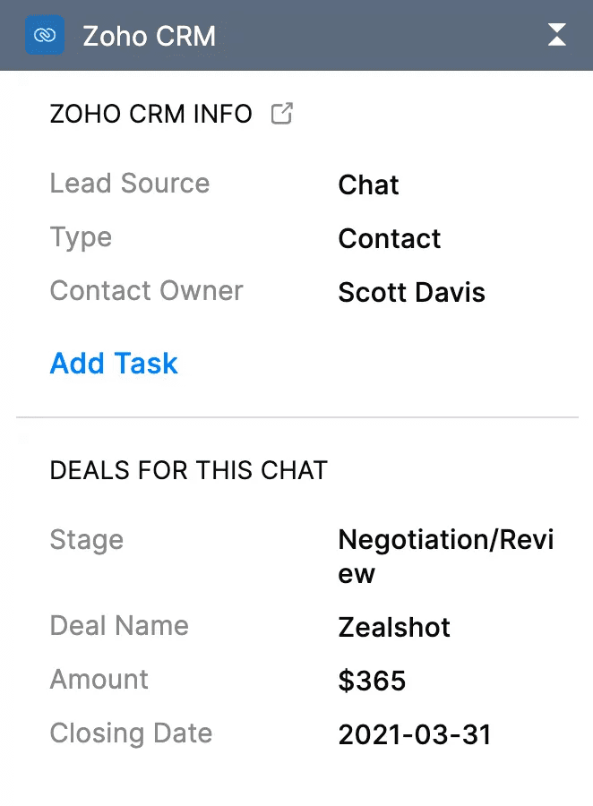 zoho salesiq crm entegrasyonu