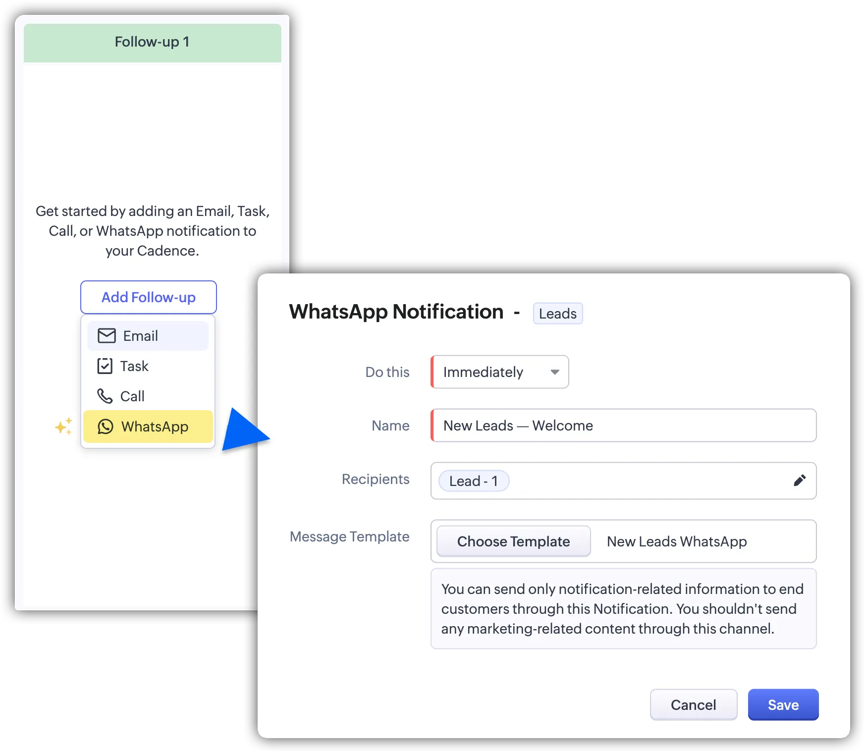 zoho crm whatsapp entegrasyonu