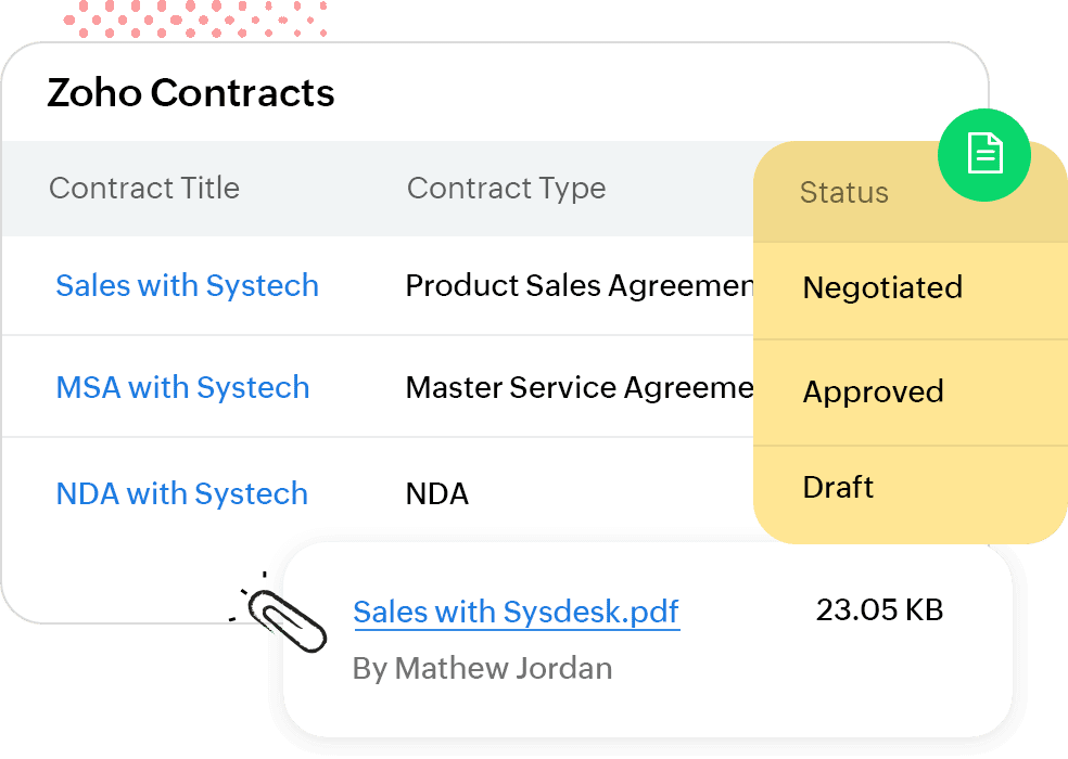 zoho contracts online sözleşme yönetimi sistemi