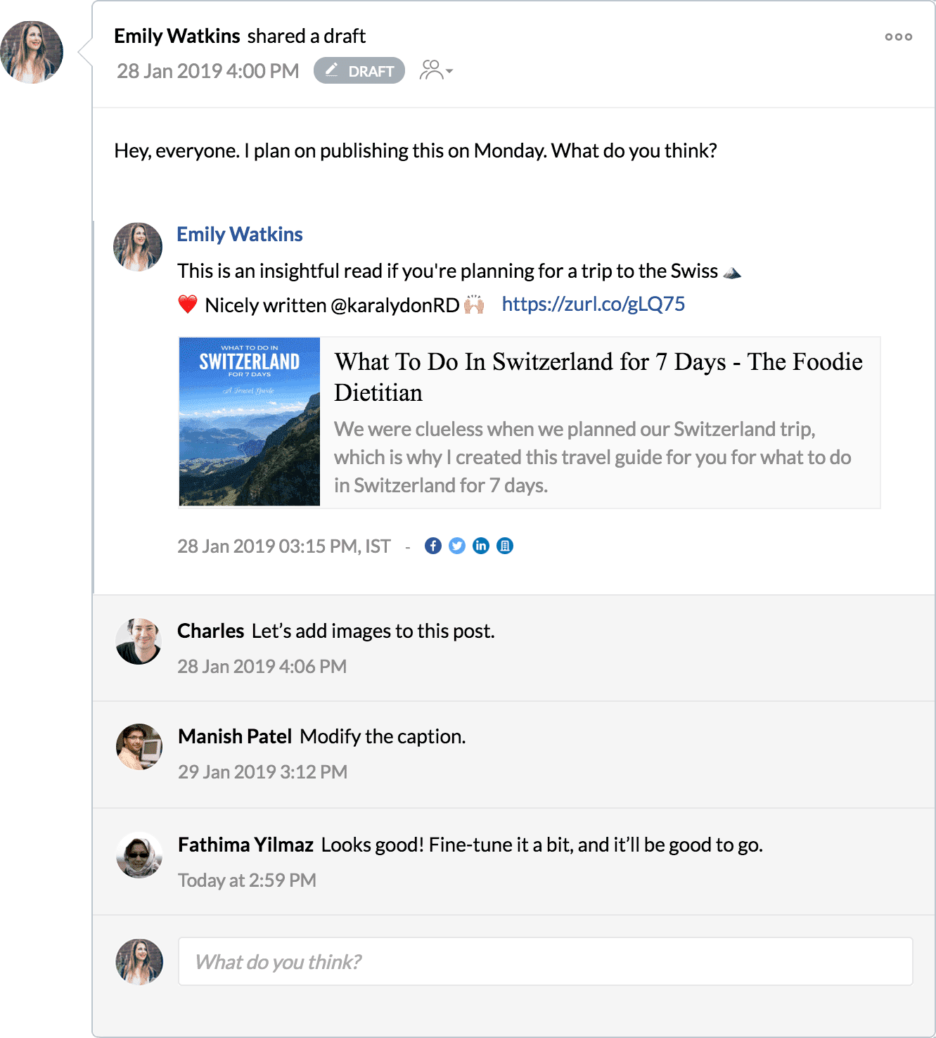 zoho social kolaborasyon alanları