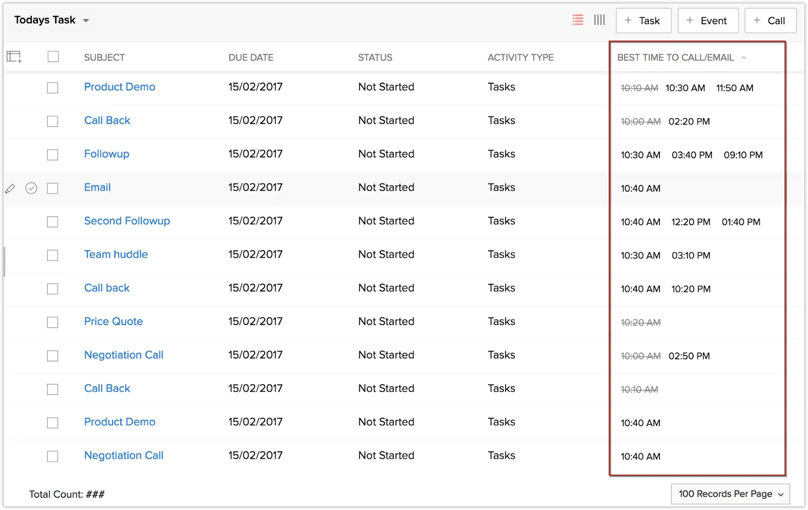 zoho crm best time to contact