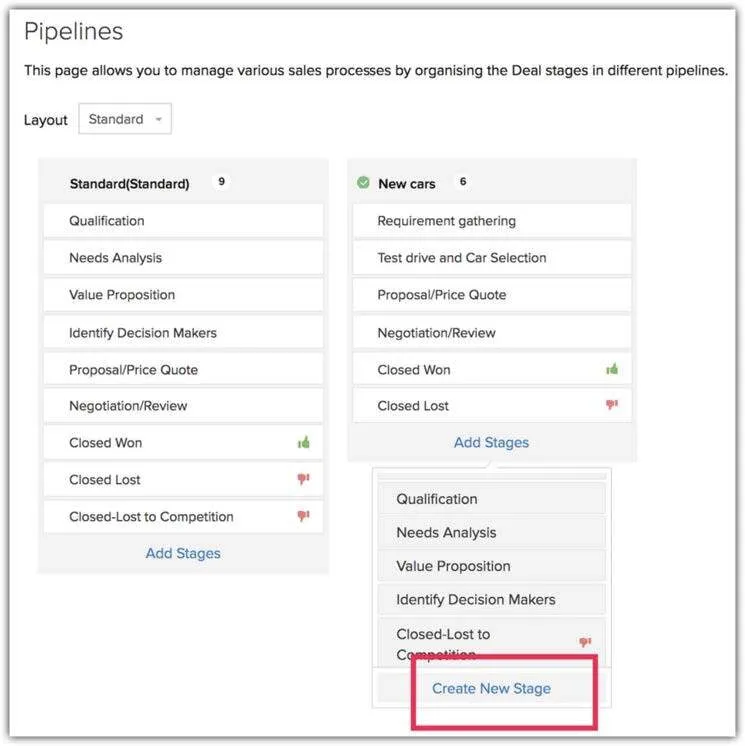 zoho crm multiple sales pipeline