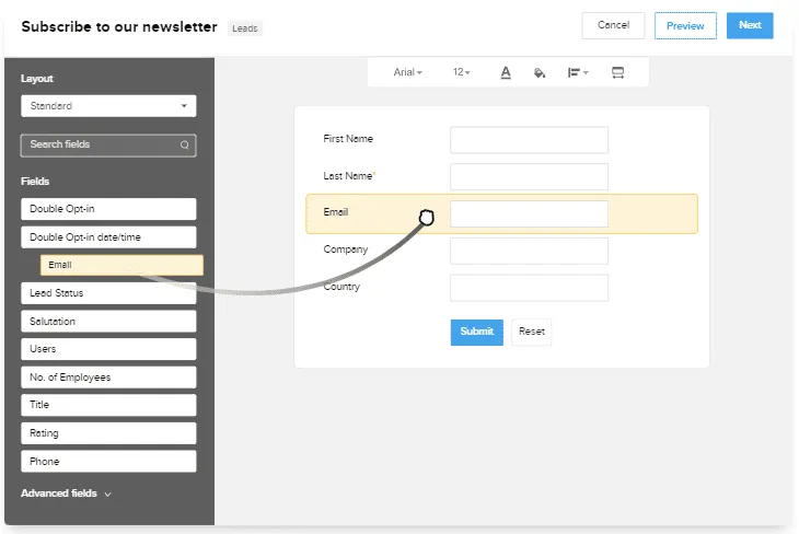 zoho crm web formları