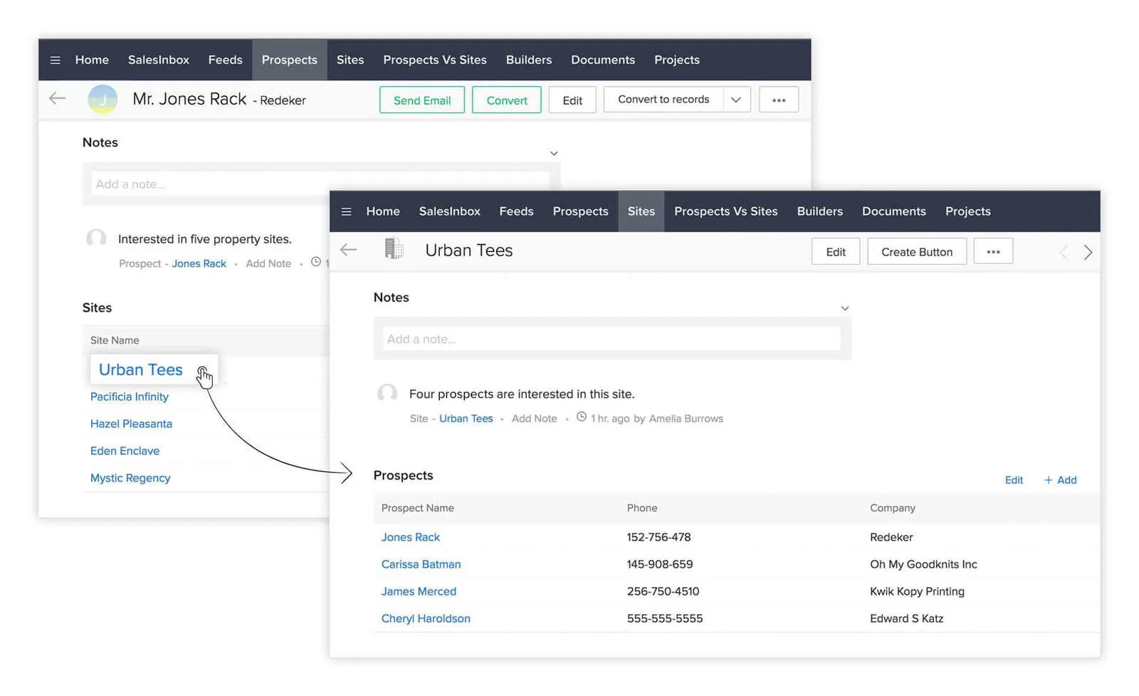 zoho crm bağlantılı modüller