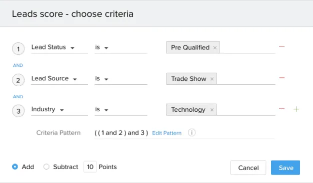 zoho crm lead scoring