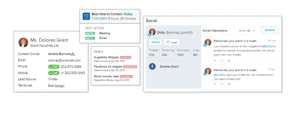 zoho crm sosyal crm özellikleri