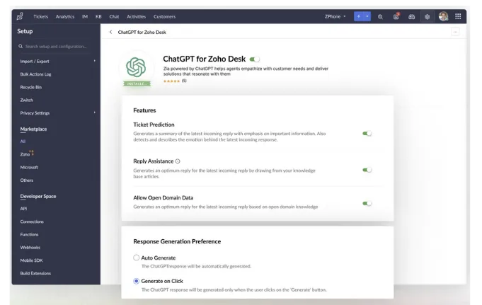 zoho desk chatgpt entegrasyonu