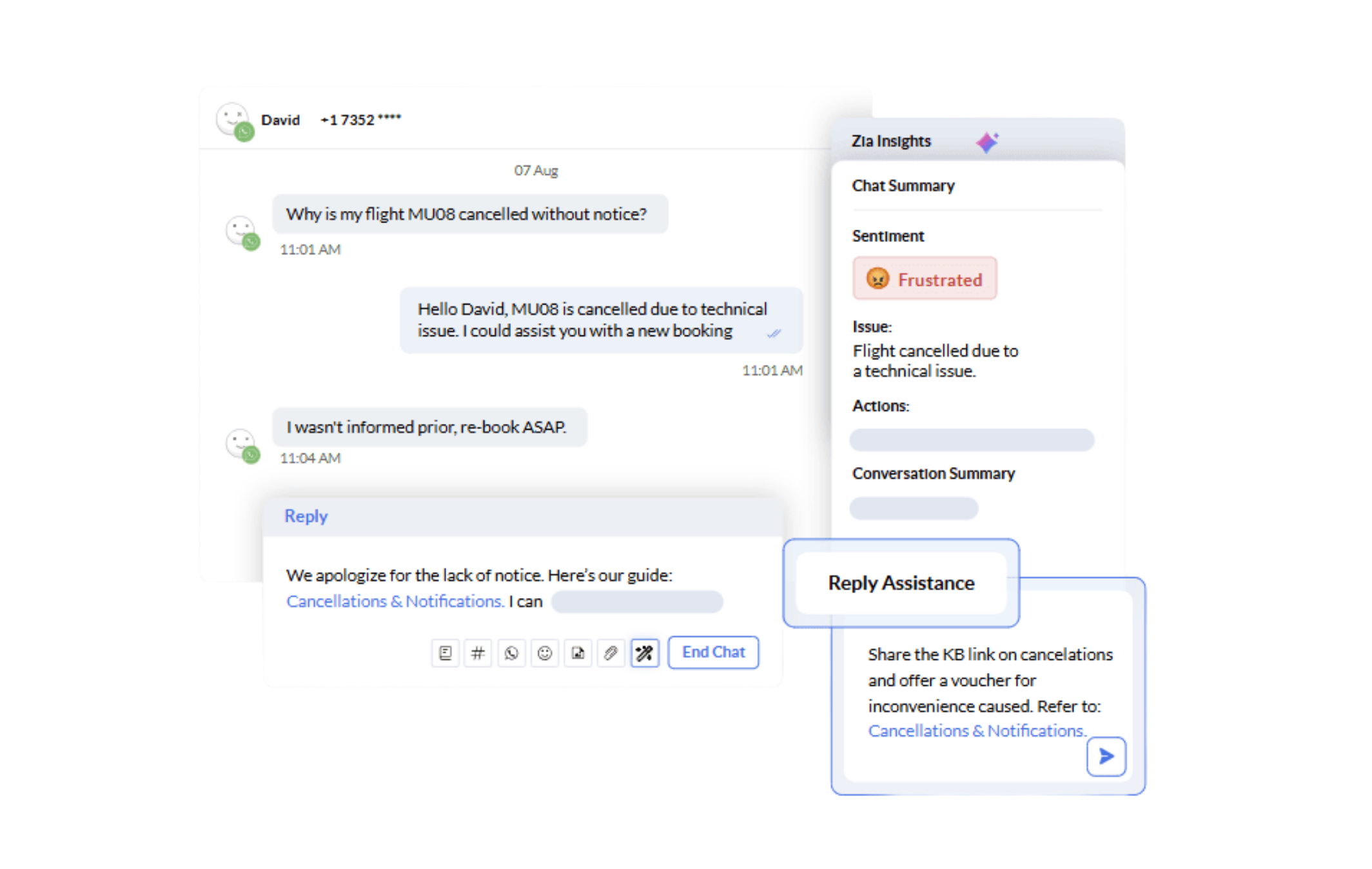 zoho desk hizli mesaj