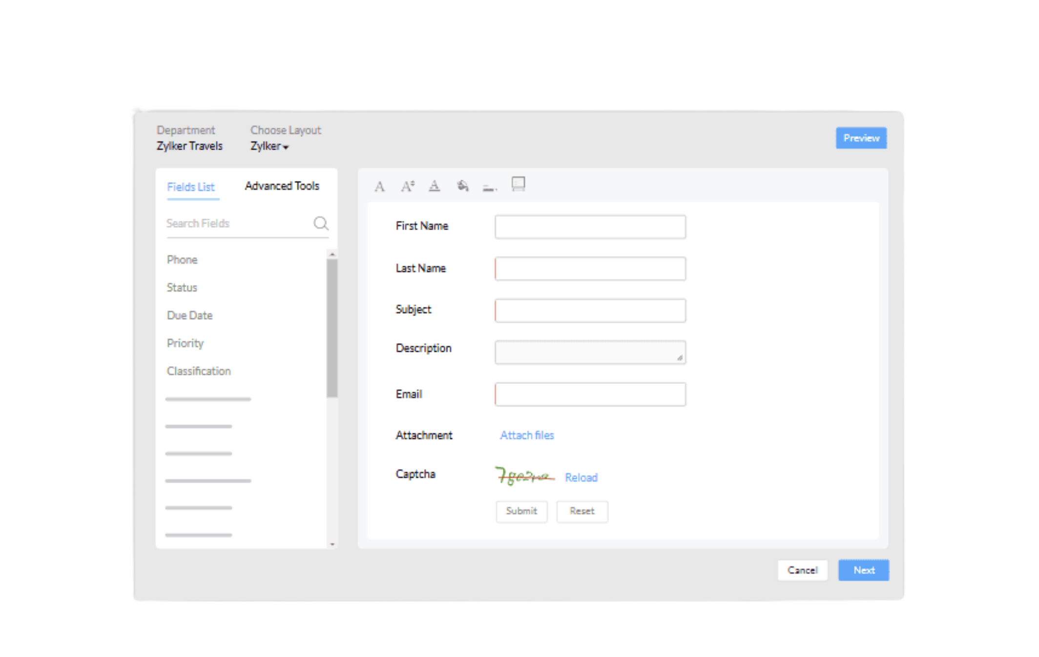 zoho desk web formlari
