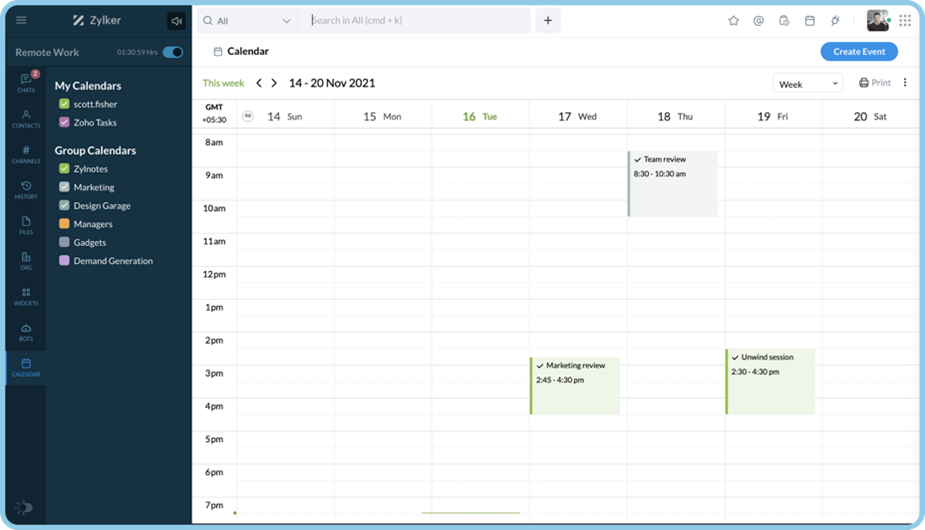 zoho cliq zoho calendar entegrasyonu