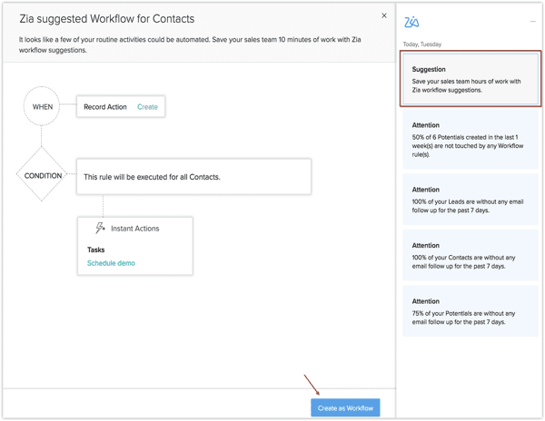 zoho crm iş akışı önerileri