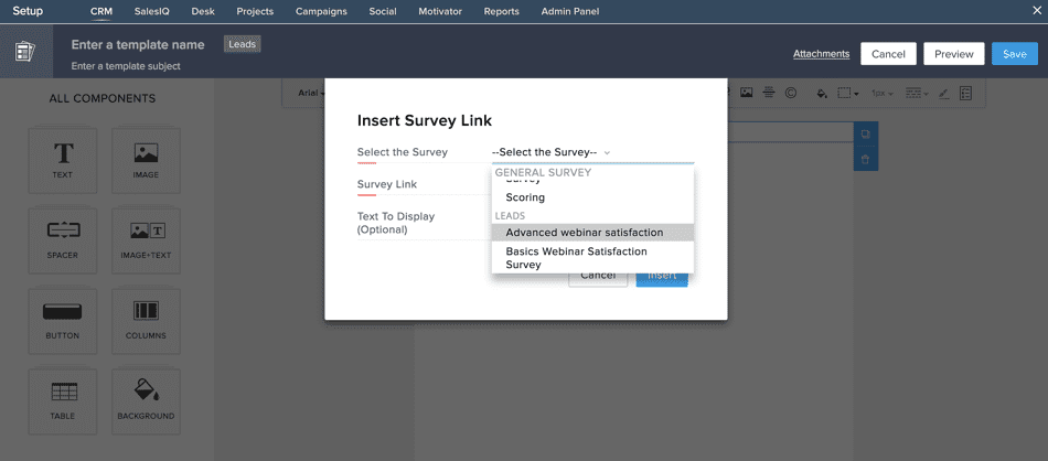 zoho survey entegrasyonu