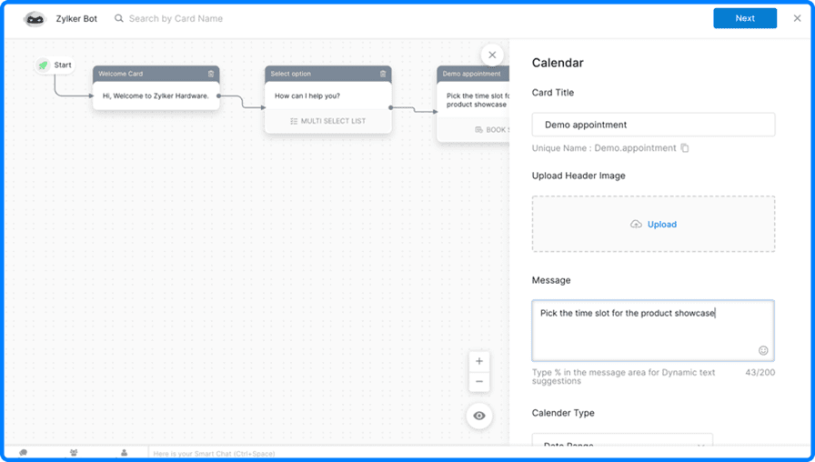 zoho salesiq kodsuz chatbot geliştirme