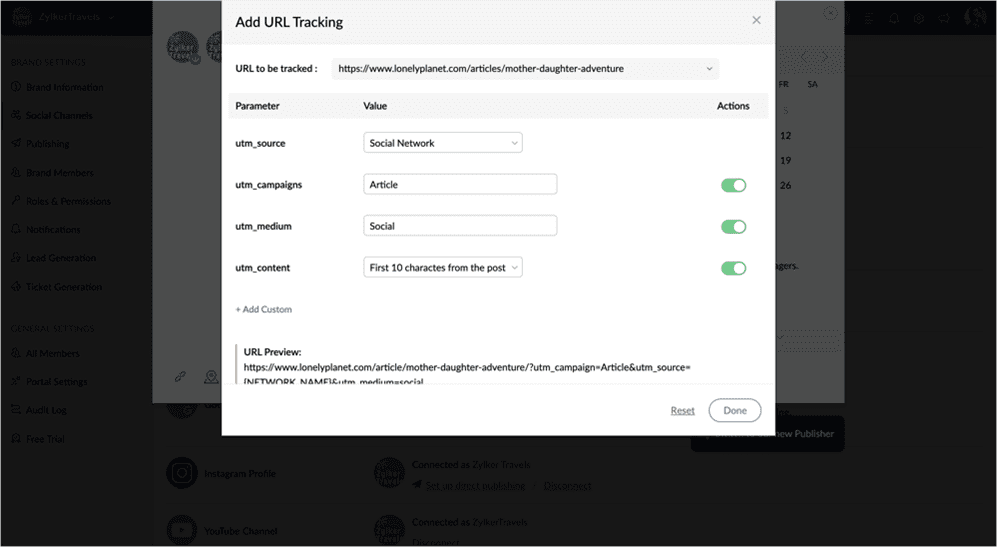 zoho social utm parametreleri