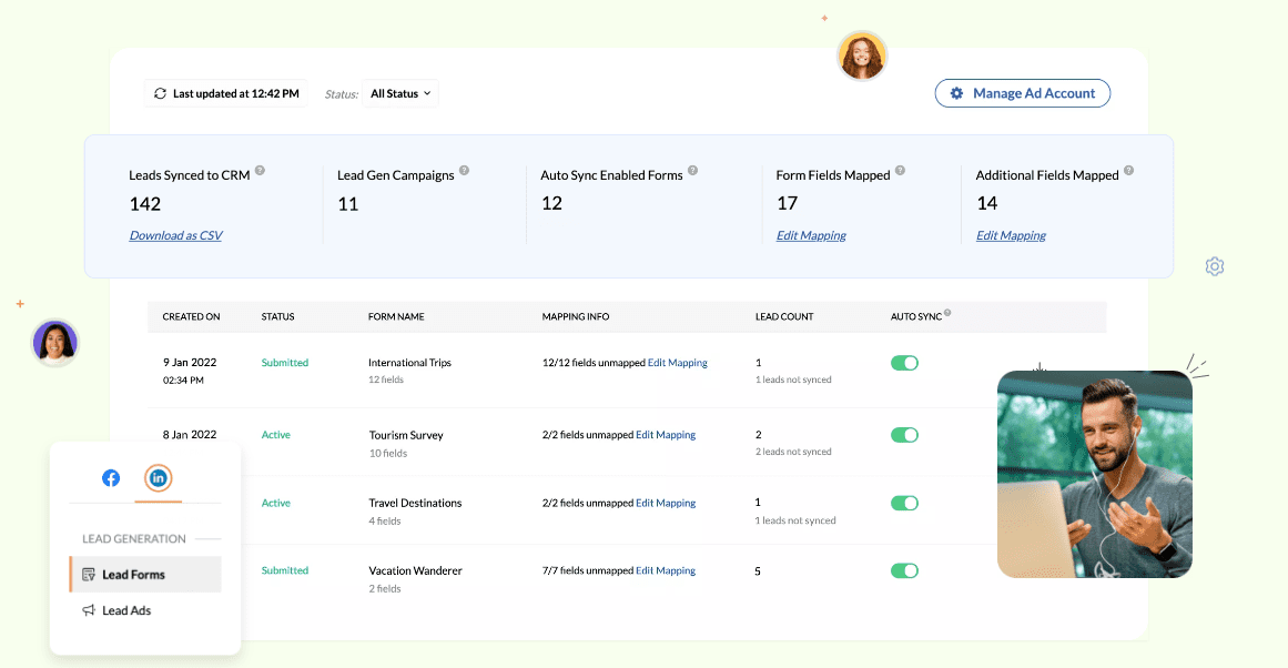 Zoho LinkedIn entegrasyonu sayesinde Lead takibinde bir adım önde olun.