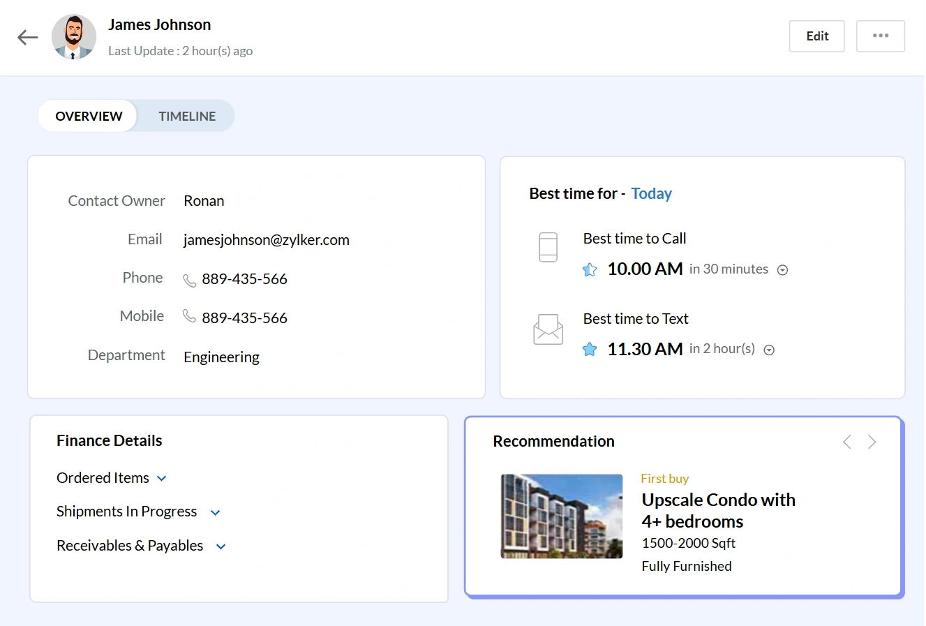 zoho crm predictive intelligence