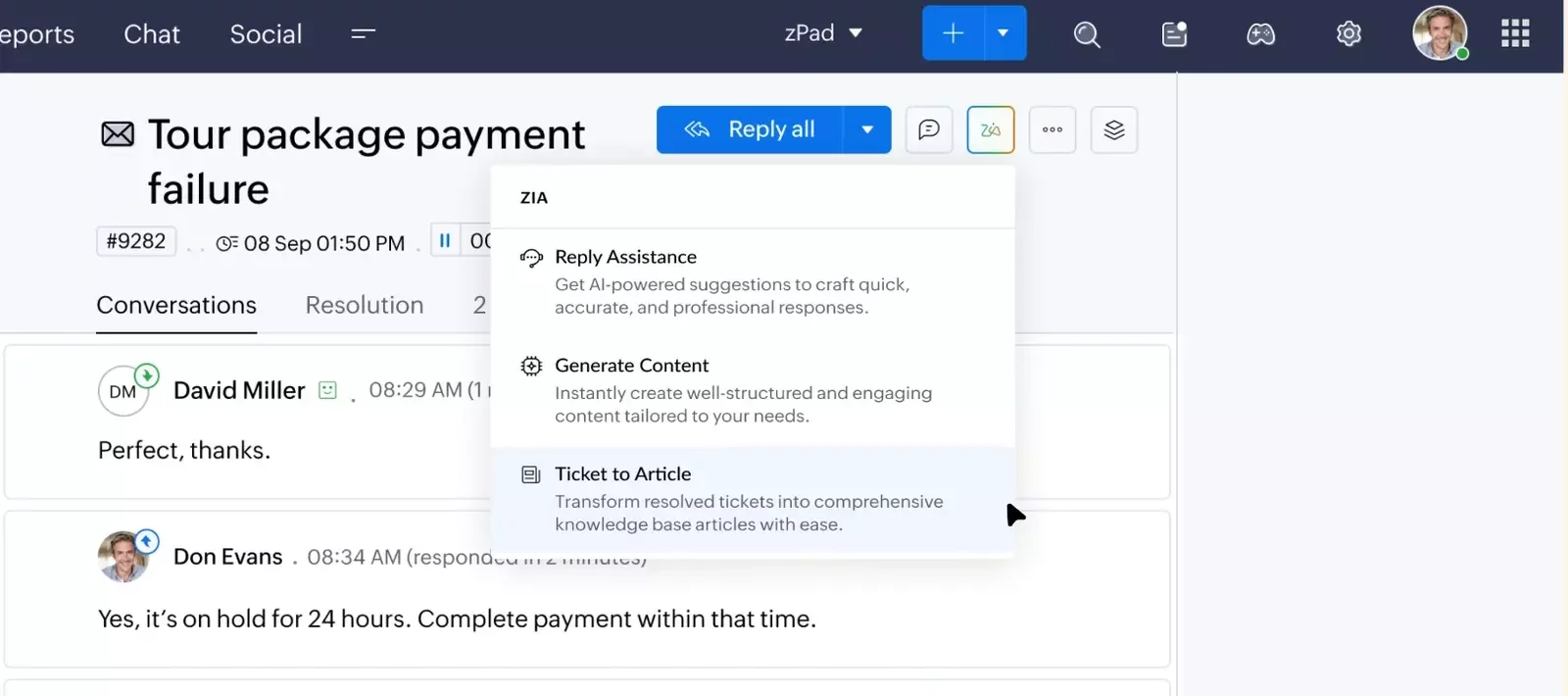 zoho crm cx intelligence